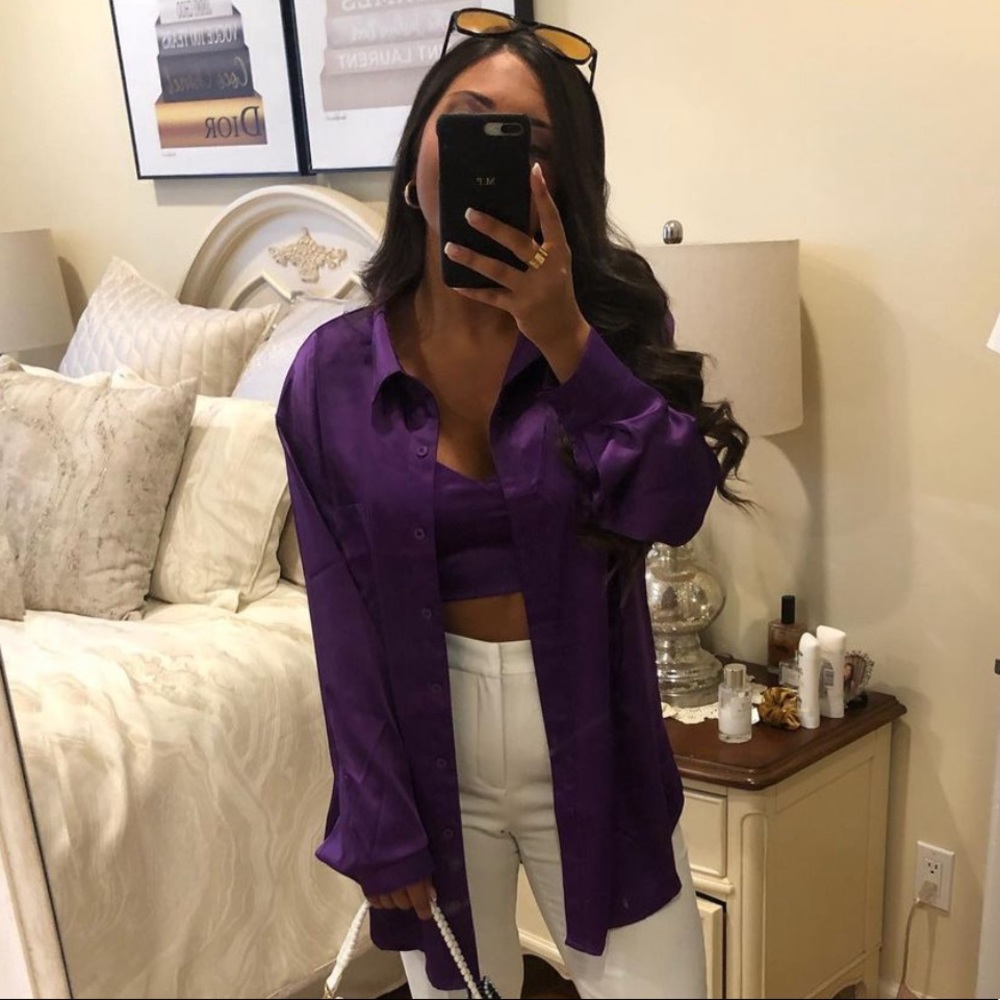 Purple bralette silk set